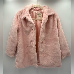 Hanna Andersson Girls Pink Faux Fur Pea Coat Size 10 Easter Holiday Dress Coat